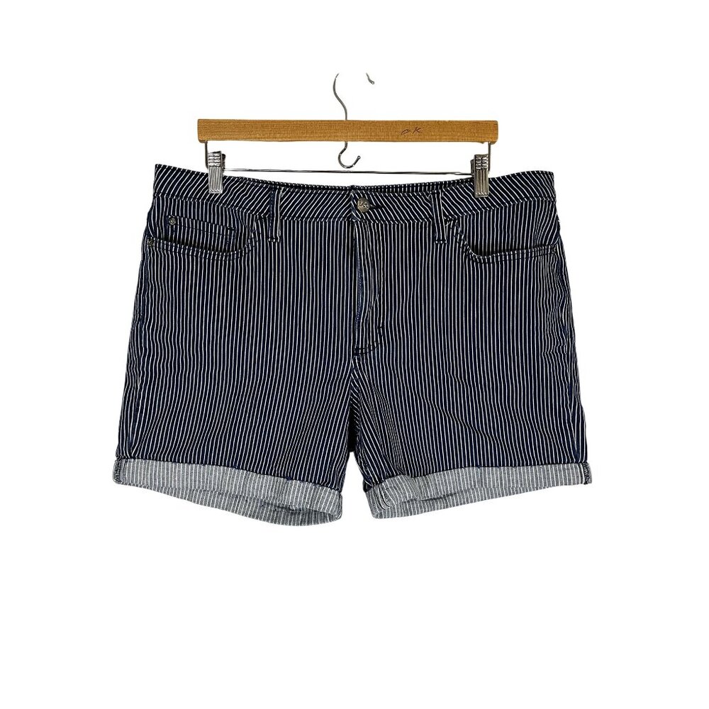 Lee Denim Striped Jean‎ Shorts 18 Western Mom Summer Retro Preppy Neutral Chic